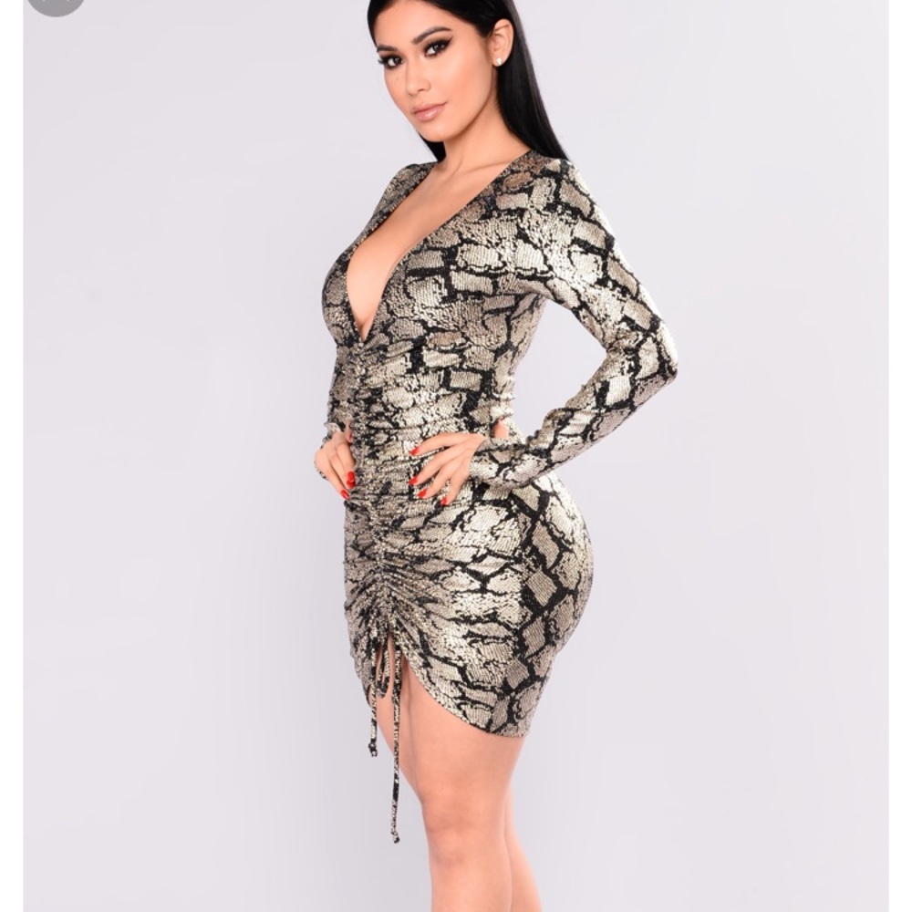 🐍 Gold Metallic Snakeskin Dress